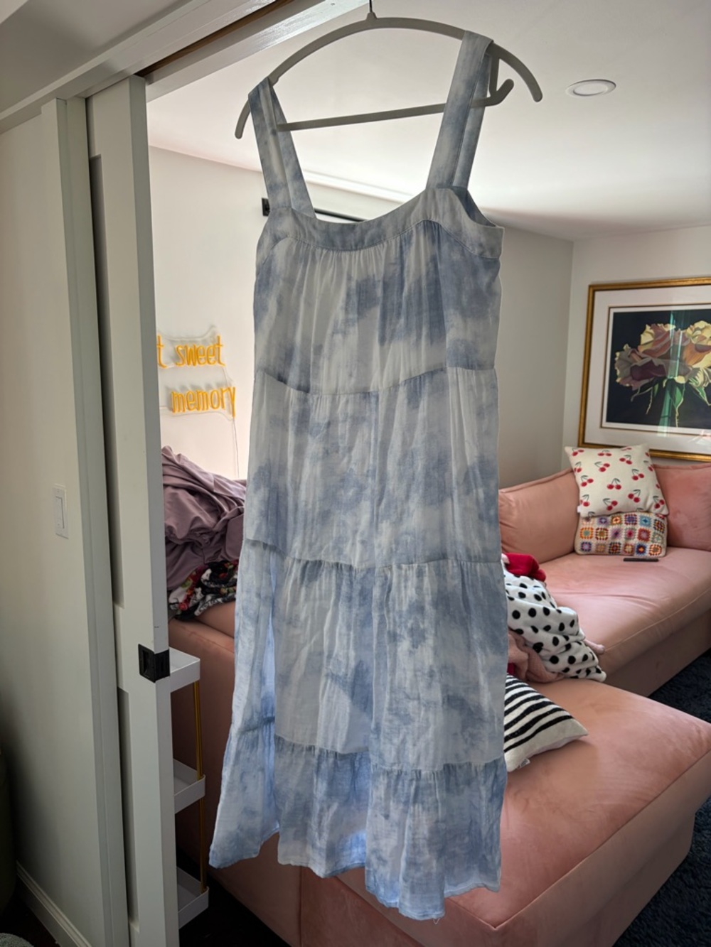 Rails Blue and White Tie-Dye Tiered Maxi Dress